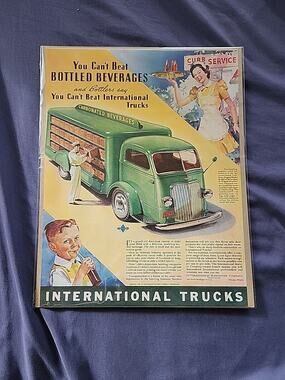 1940‎ International Trucks Advertisement Waitress Curb Service Soda Vtg Print AD